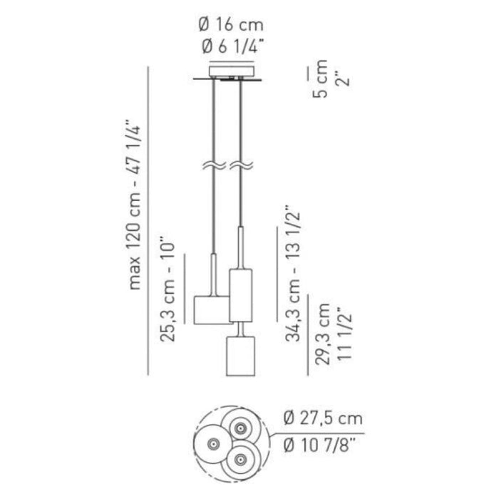 Axo USSPILL3 Spillray 3-lt 11" Pendant Light