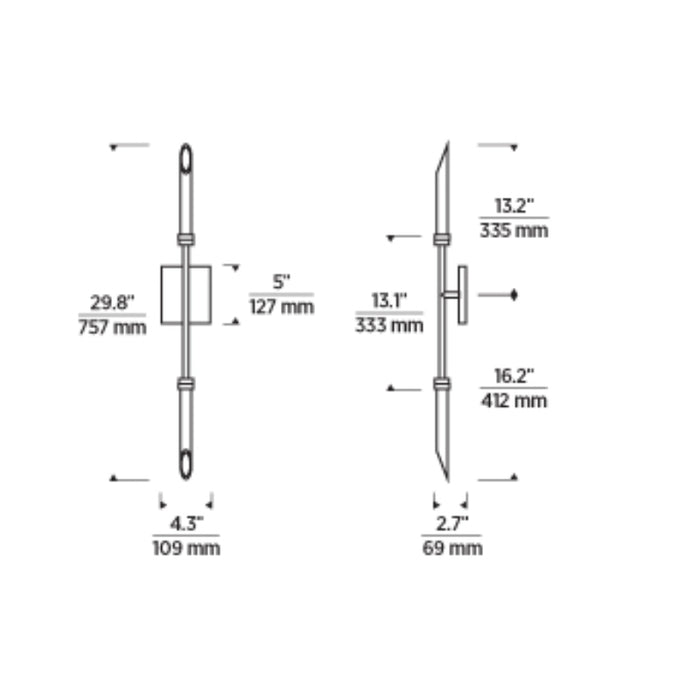 Tech 700WSSPR Spur 2-lt 30" Tall Wall Light