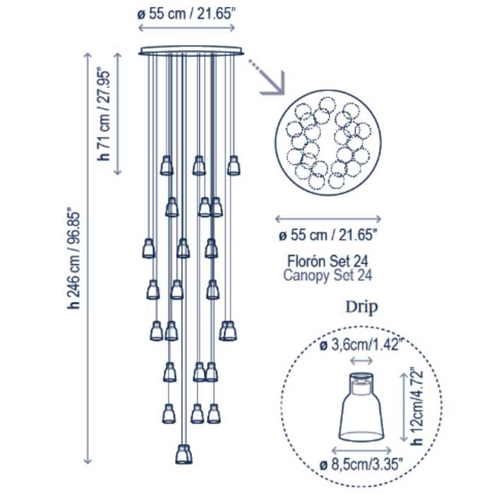 Bover Drip S/24L 24-lt 22" LED Pendant