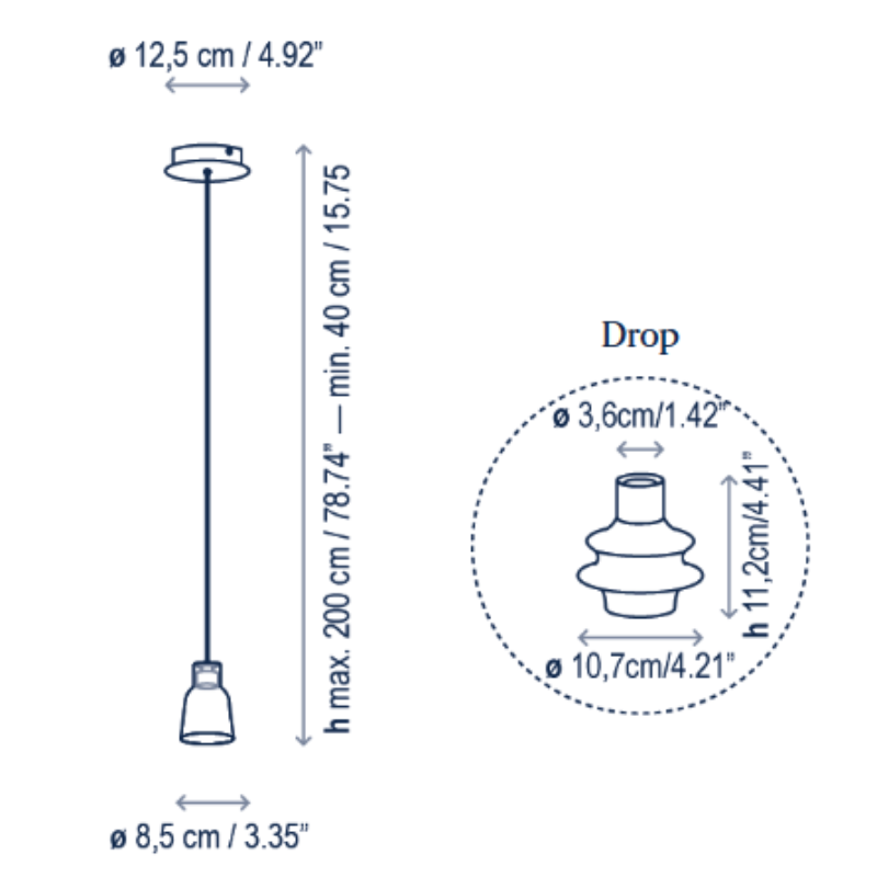 Bover Drop S/01L 1-lt 4" LED Pendant