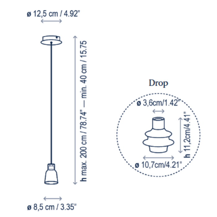 Bover Drop S/01L 1-lt 4" LED Pendant