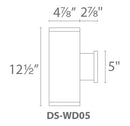 WAC DS-WS05 Tube Architectural 5" LED Color Changing Outdoor Wall Mount, Double Sided