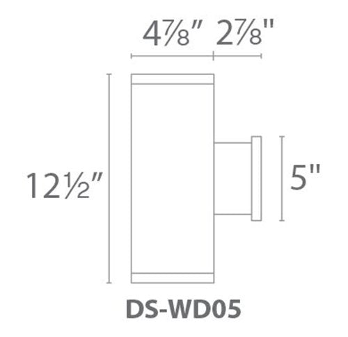 WAC DS-WS05 Tube Architectural 5" LED Color Changing Outdoor Wall Mount, Double Sided