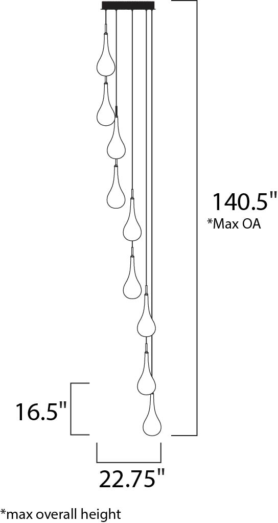 ET2 E20515 Larmes LED 9-lt LED Pendant