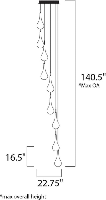 ET2 E20515 Larmes LED 9-lt LED Pendant