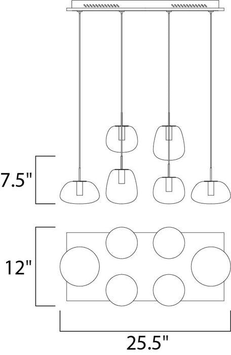 ET2 E21124 Puffs 6-lt LED Linear Pendant