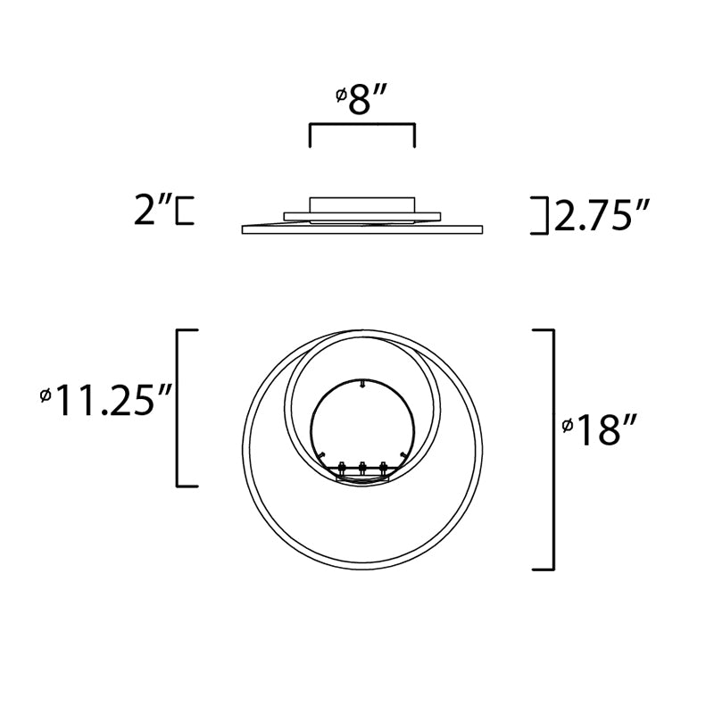 ET2 E21320 Cycle 18" Wide LED Flush Mount - Black