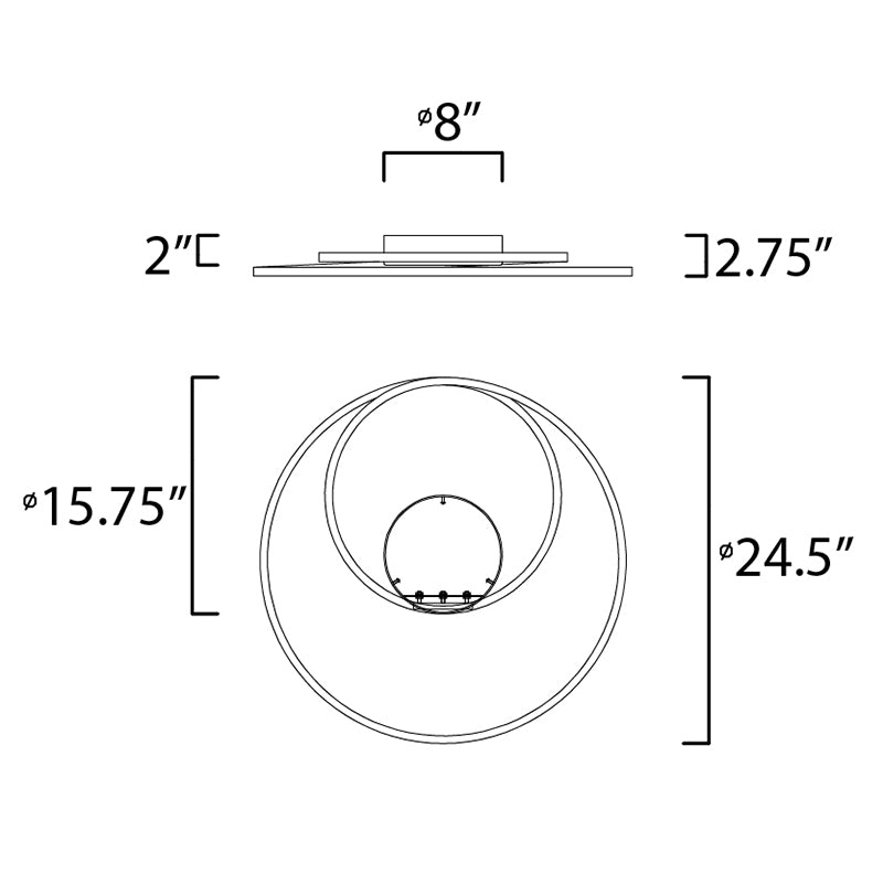 ET2 E21322 Cycle 24.5" Wide LED Flush Mount - Black