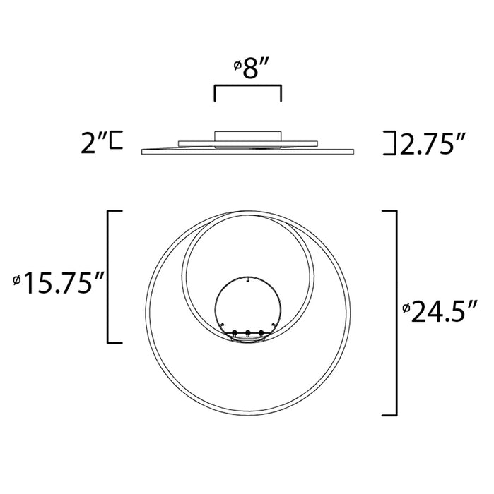 ET2 E21322 Cycle 24.5" Wide LED Flush Mount - Black