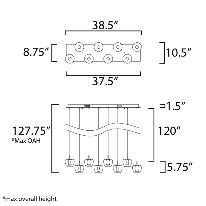 ET2 E24165 Newton 8-lt LED Pendant