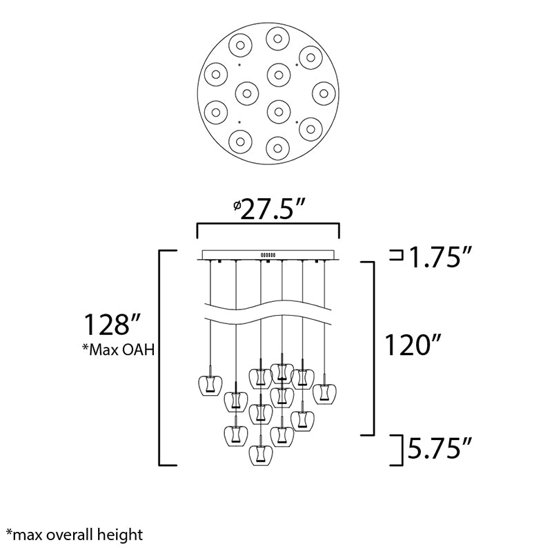 ET2 E24167 Newton 12-lt LED Pendant