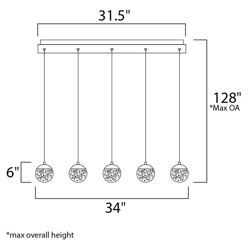 ET2 E24265 Orb 5-lt LED Linear Pendant