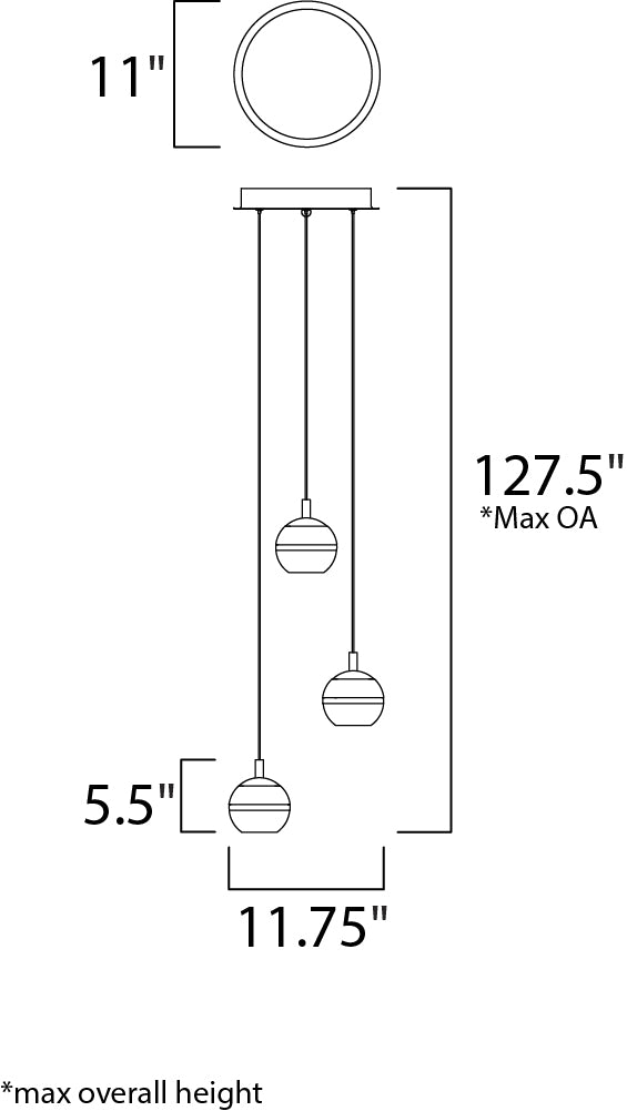 ET2 E24593 Swank 3-lt LED Pendant