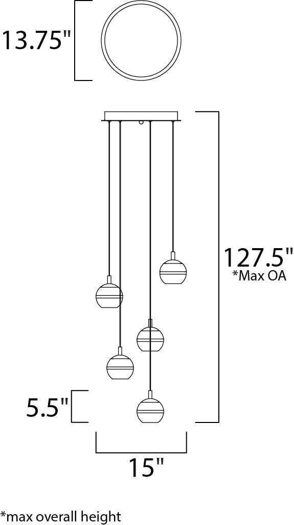 ET2 E24595 Swank 5-lt LED Pendant