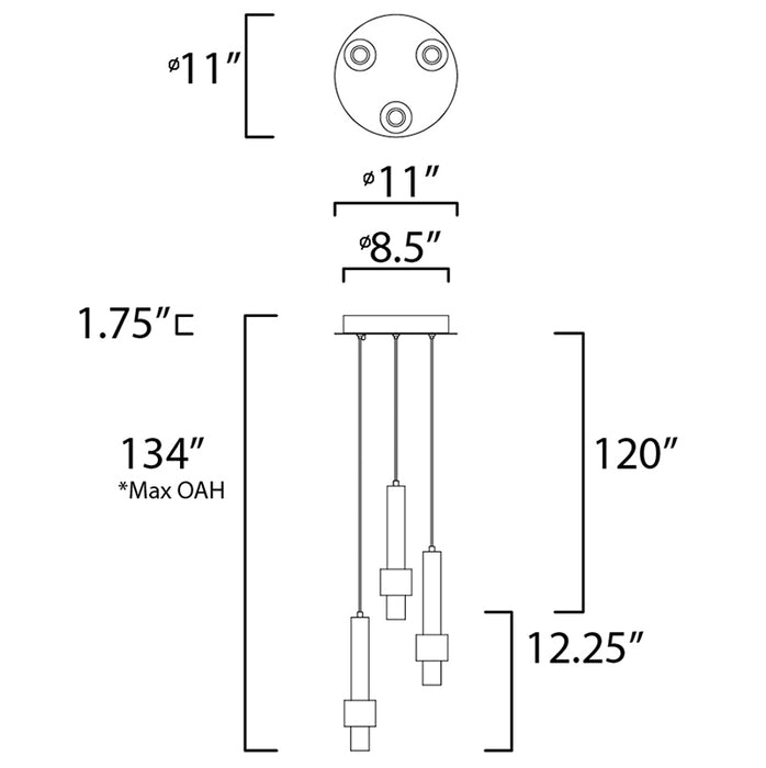 ET2 E24753 Reveal 3-lt LED Pendant