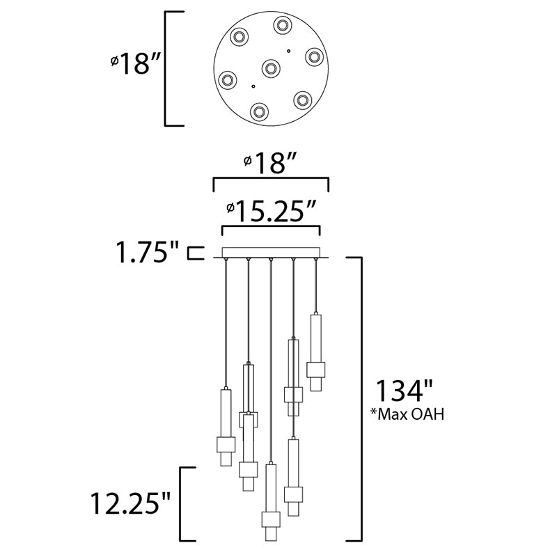 ET2 E24757 Reveal 7-lt 18" LED Pendant