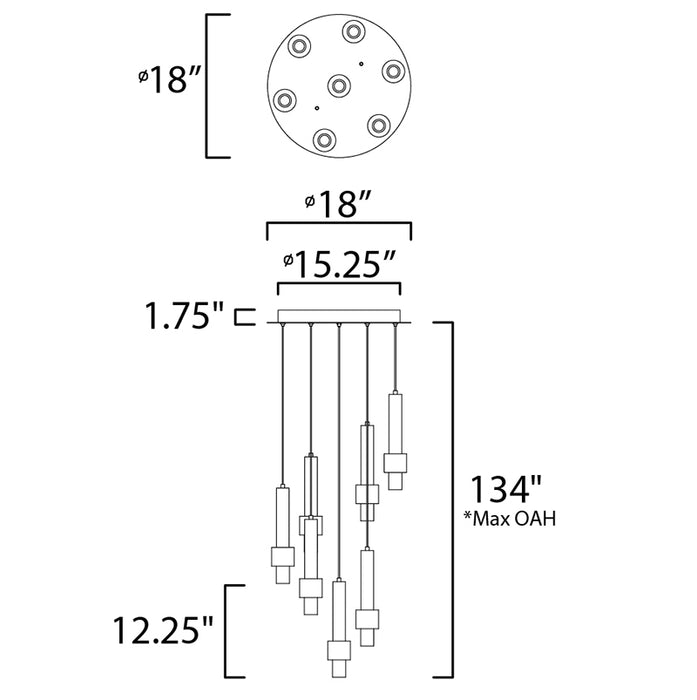 ET2 E24757 Reveal 7-lt 18" LED Pendant