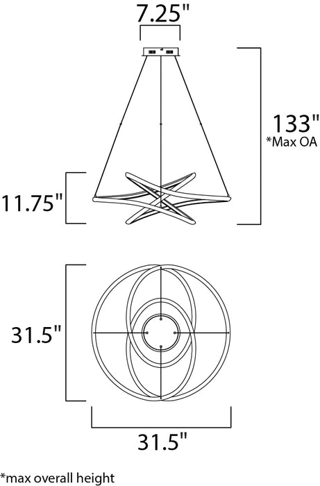 ET2 E30645 Twisted 1-lt LED Pendant