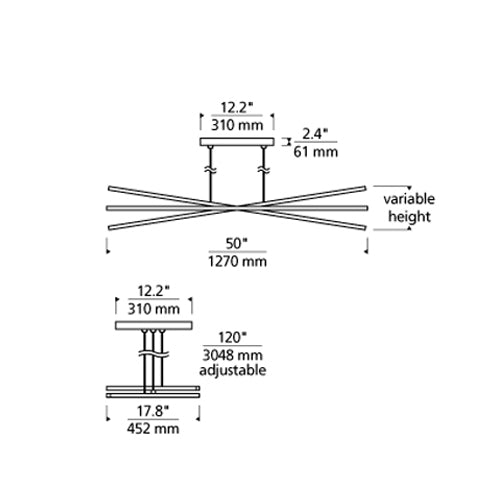 Tech 700LSESN3 Essence Trio 3-lt 50" LED Linear Chandelier