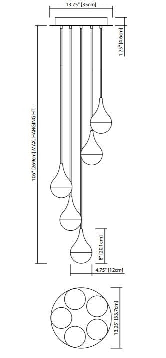 Elan 83948 Kiss 5-lt LED Pendant