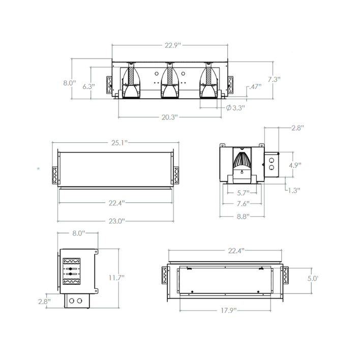 Elite FC3-LED-1000L 3 Head Flanged Recessed Multiple Combo LED Downlight, 1000 Lumens, MVOLT