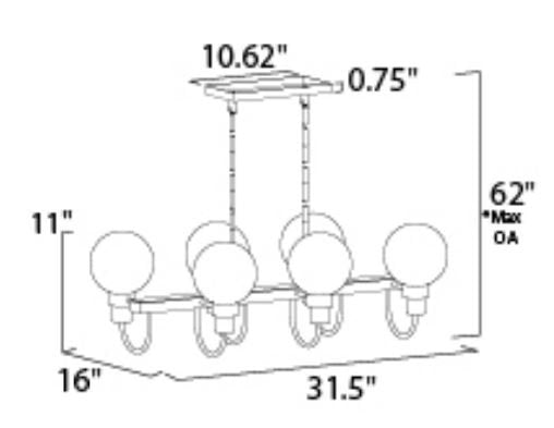 Maxim 30519 Bauhaus 6-lt 31.5" Linear Chandelier