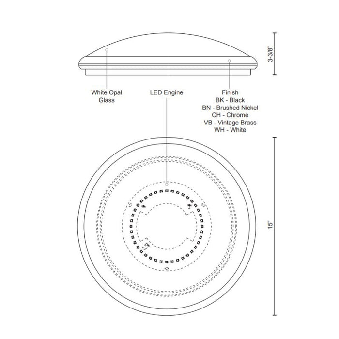 Kuzco FM1515 Malta 15" Wide LED Flush Mount