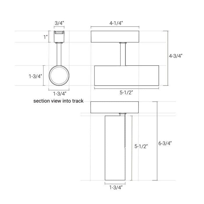 Elite FT-T2-2 Tension 16W 48V LED Cylinder Track Head