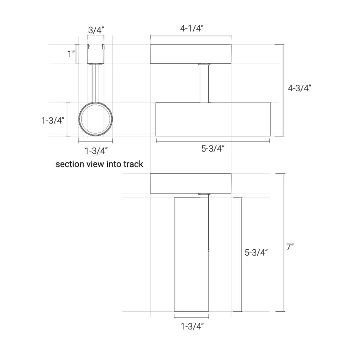 Elite FT-T2-3 Tension 24W 48V LED Cylinder Track Head