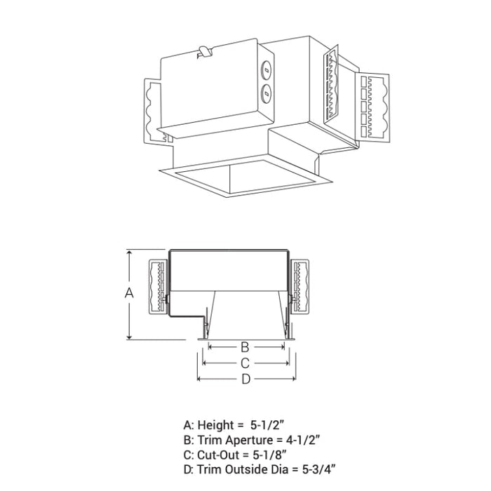 Elite HH4SQ-LED 4" LED Architectural High Lumen Square Downlight Housing - 1200 Lumen, 120V