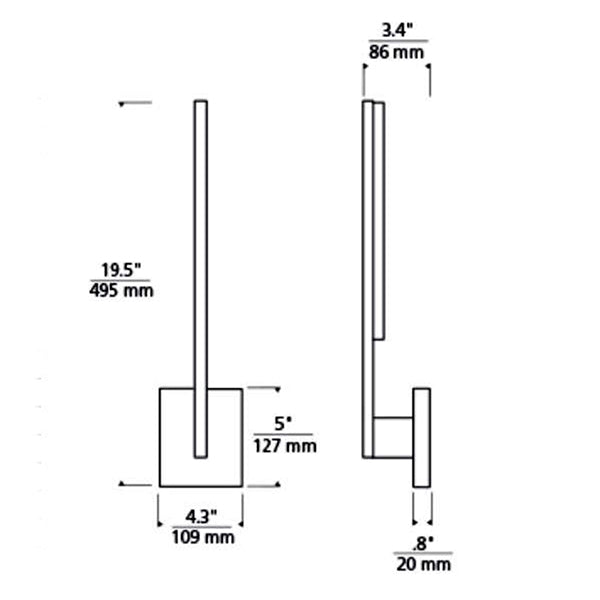 Tech 700WSKLE20 Klee 1-lt 20" Tall LED Wall Sconce