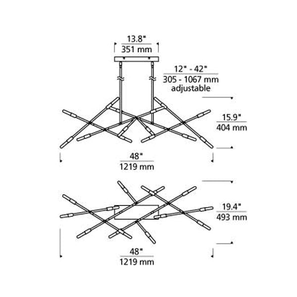 Tech 700LSLNV Line Wave 2 14-lt 48" Chandelier