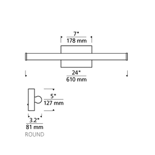 Tech 700BCLUFR24 Lufe Round 1-lt 24" LED Bath Light