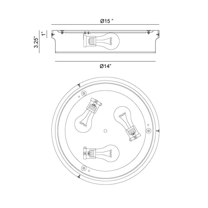 Matteo M12803 Ciotola 3-lt 15" Flush Mount