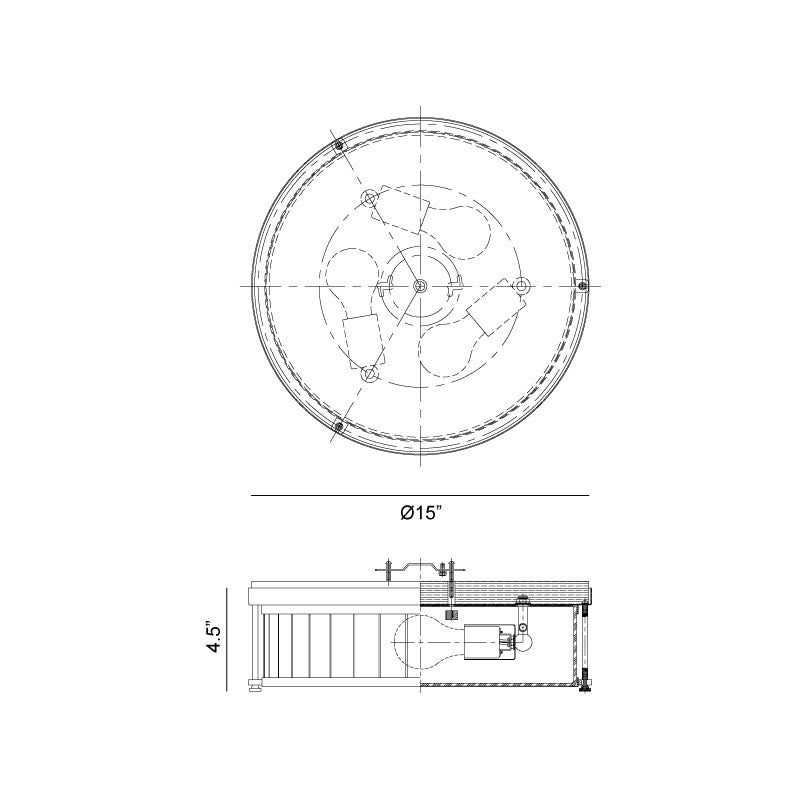 Matteo M14903 Caisse Claire 3-lt 15" Flush Mount