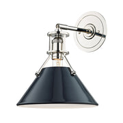 Hudson Valley MDS350 Painted No. 2 1-lt 12" Tall Wall Sconce - Polished Nickel/Darkest Blue