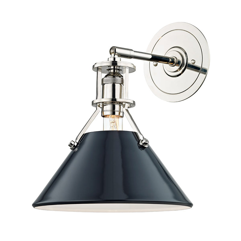 Hudson Valley MDS350 Painted No. 2 1-lt 12" Tall Wall Sconce - Polished Nickel/Darkest Blue