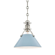 Hudson Valley MDS351 Painted No. 2 1-lt 10" Pendant - Polished Nickel/Blue Bird