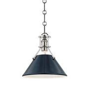 Hudson Valley MDS351 Painted No. 2 1-lt 10" Pendant - Polished Nickel/Darkest Blue