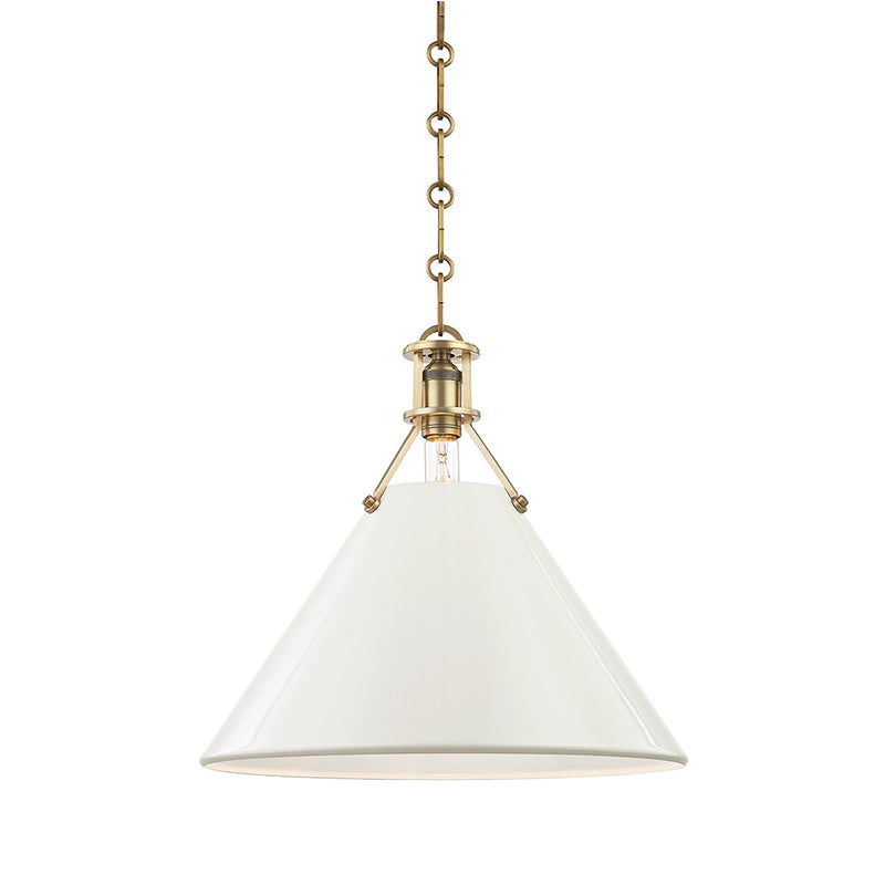 Hudson Valley MDS352 Painted No. 2 1-lt 16" Pendant - Aged Brass/Off White