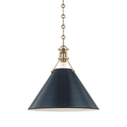 Hudson Valley MDS352 Painted No. 2 1-lt 16" Pendant - Aged Brass/Darkest Blue
