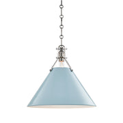 Hudson Valley MDS352 Painted No. 2 1-lt 16" Pendant - Polished Nickel/Blue Bird