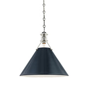 Hudson Valley MDS352 Painted No. 2 1-lt 16" Pendant - Polished Nickel/Darkest Blue