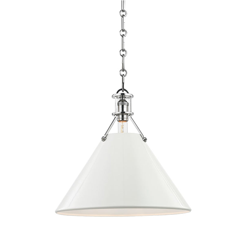 Hudson Valley MDS352 Painted No. 2 1-lt 16" Pendant - Polished Nickel/Off White