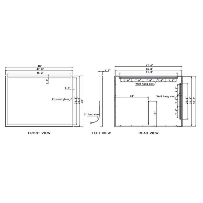 Paris Mirror Galaxy 48 x 36 Rectangle LED Illuminated Mirror, RGBW
