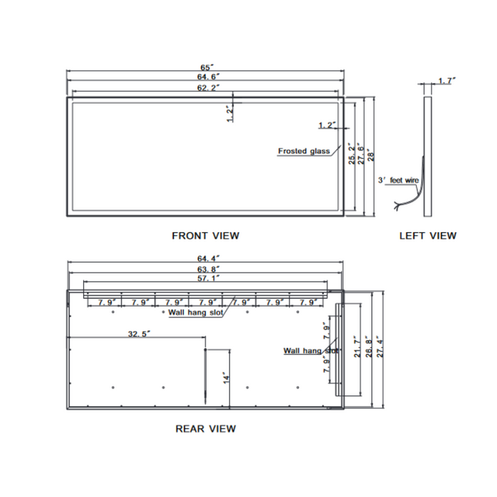 Paris Mirror Galaxy 65 x 28 Rectangle LED Illuminated Mirror, RGBW