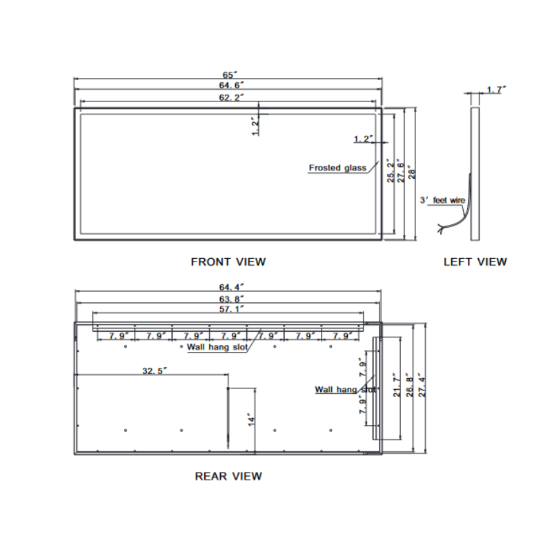 Paris Mirror Galaxy 65 x 28 Rectangle LED Illuminated Mirror, CCT Selectable