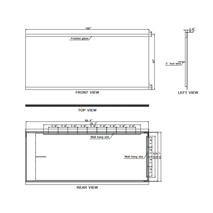 Paris Mirror Paris 100 x 45 Rectangle LED Illuminated Mirror