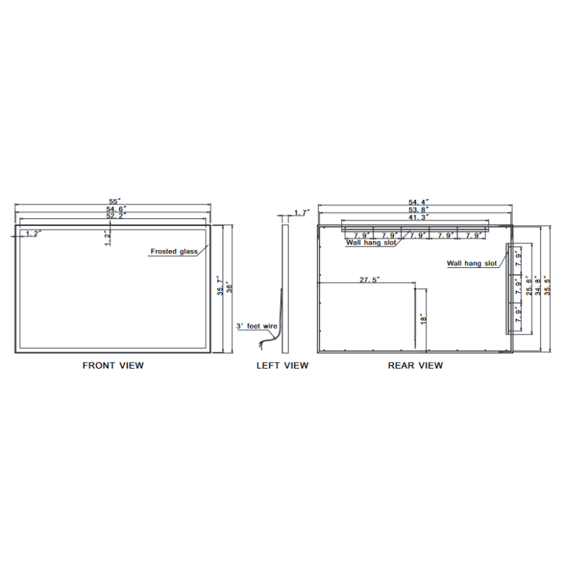 Paris Mirror Galaxy 55 x 36 Rectangle LED Illuminated Mirror, RGBW