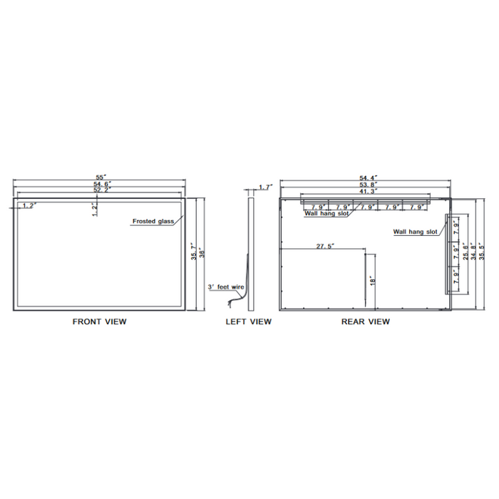 Paris Mirror Galaxy 55 x 36 Rectangle LED Illuminated Mirror, RGBW